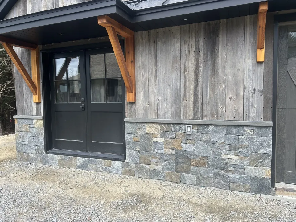 Stone and timber exterior detail